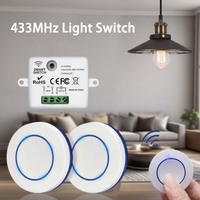 RF 433MHz Wireless Light Switch 10A Relay Controller Mini Round Button Wall Panel Switch Remote Control For LED Lamp AC100-240V