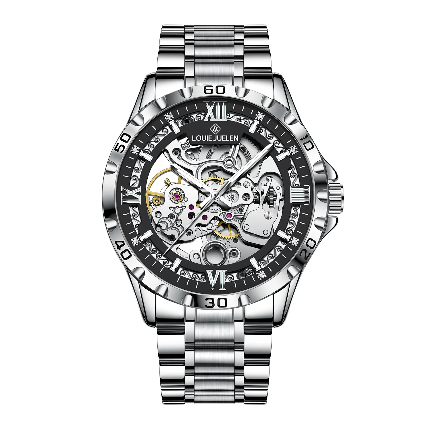 LOUIE JUELEN 2026 NEW  Automatic Skeleton Mechanical Watch Men's Business Watch Water-Resistant Luminous Men's Wristwatch