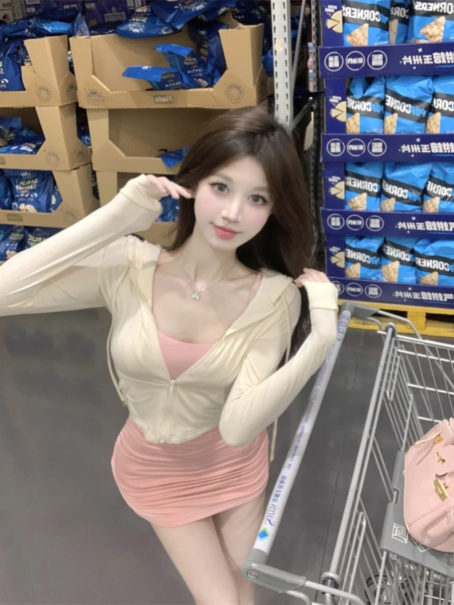 

Весенне-летний кардиган-накидка для защиты от солнца, облегающий, с эффектом утяжки талии, для создания стройного силуэта, в стиле Pure Desire T