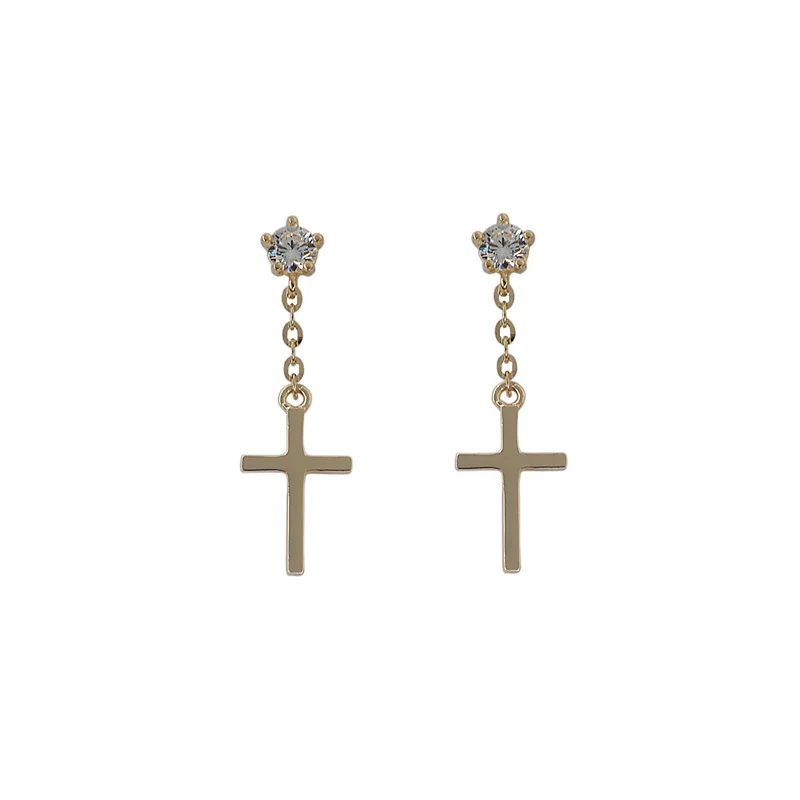 أقراط مرصعة بالفضة S925 للنساء ، ذهب 14 قيراط ، طراز كوري ، شرابة متقاطعة ، عصرية ورائعة ، مجوهرات للطلاب #6