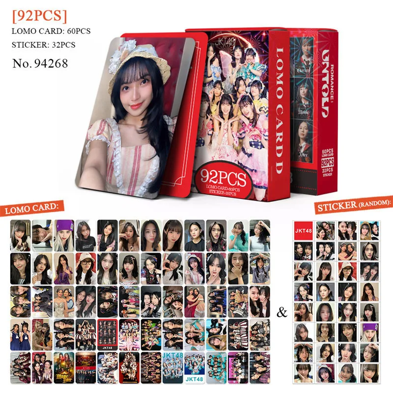 92pcs/set Indonesia Girl Group JKT48 Photo Card Album LOMO Card Sticker Star Portrait Blessing Card Fan Collection Postcard