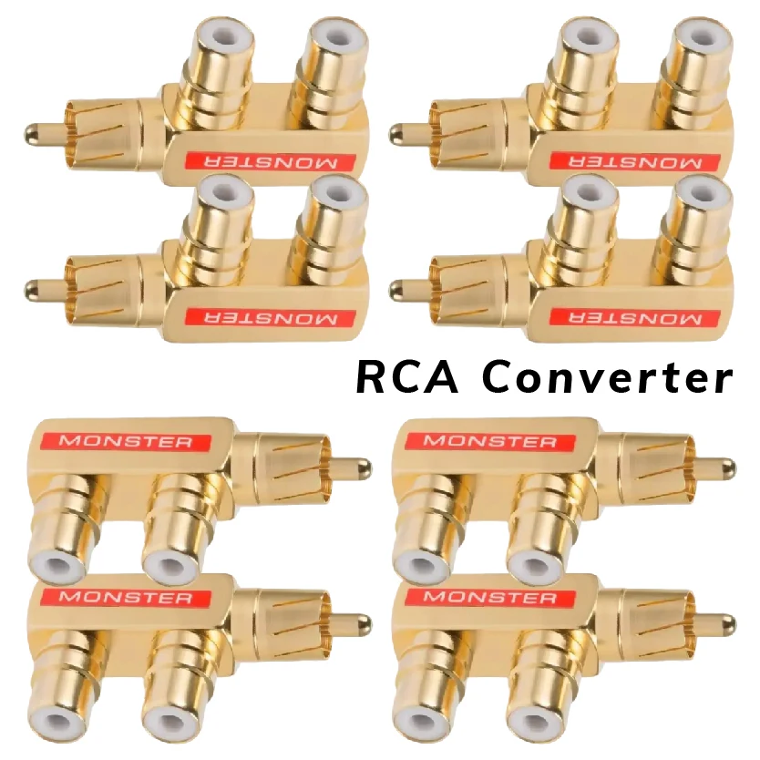 Audio Video Plug Splitter RCA  Adapter Gold-plated 1 Male To 2 Female Connector AV Copper