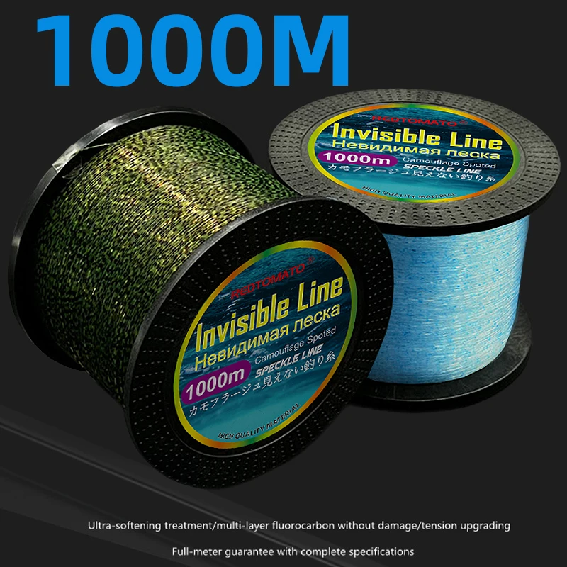 1000m Invisible Fishing Line Spoted Monofilament 3D Camouflage Sinking Nylon Thread Japan Speckle Carp Fluorocarbon Coated Line