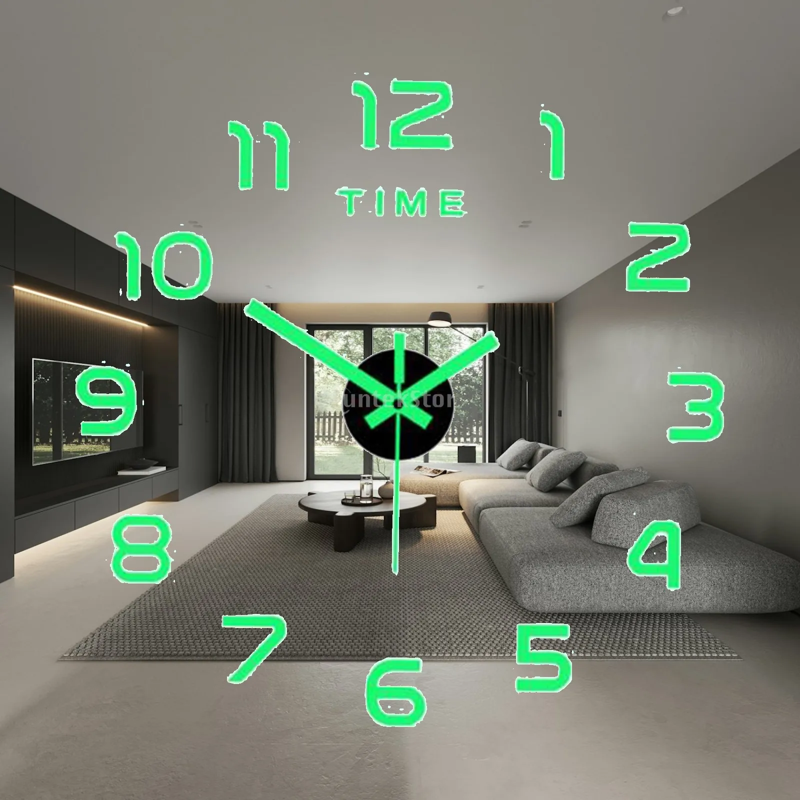 Luminous Wall Clock Stickers Decorative Silent Clock Glow in The Dark, Digital