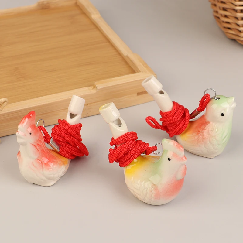 1pc Random Coloured Drawing Water Bird Whistle Ceramic Water Bird Whistle Musical Instrument Cute Outdoor Team Sports Whistle