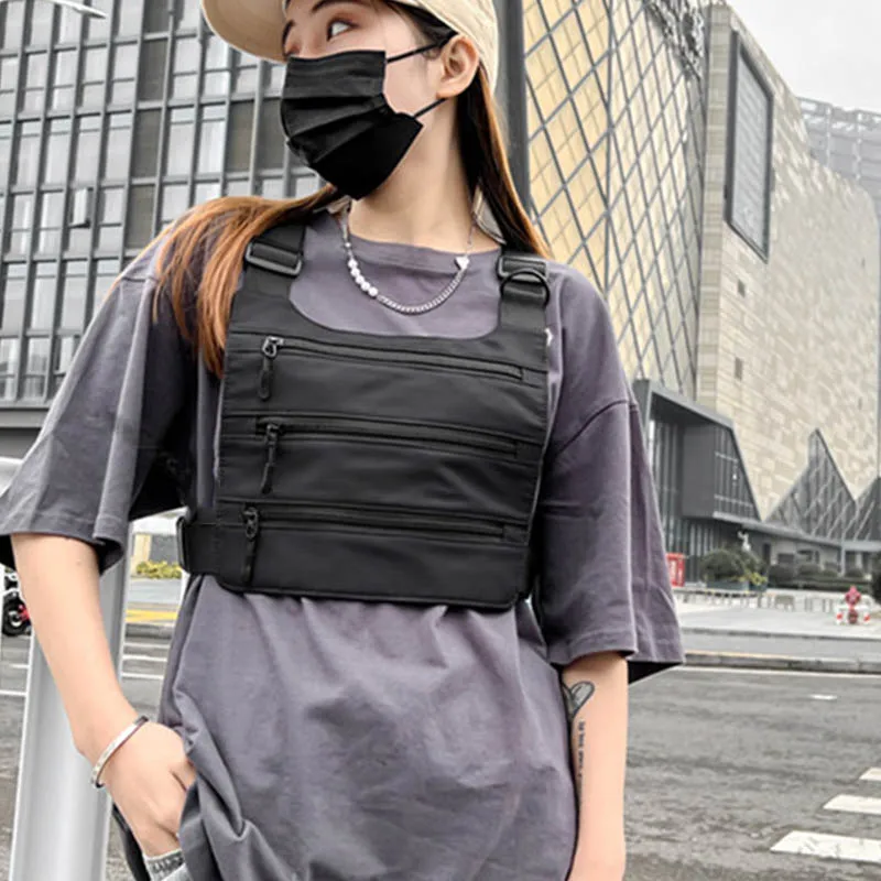 Fashion Nylon Tactical Chest Rig Bags Functional Bullet Hip Hop Vest Streetwear Bags Unisex Waist Pack New Women Black Chest Bag