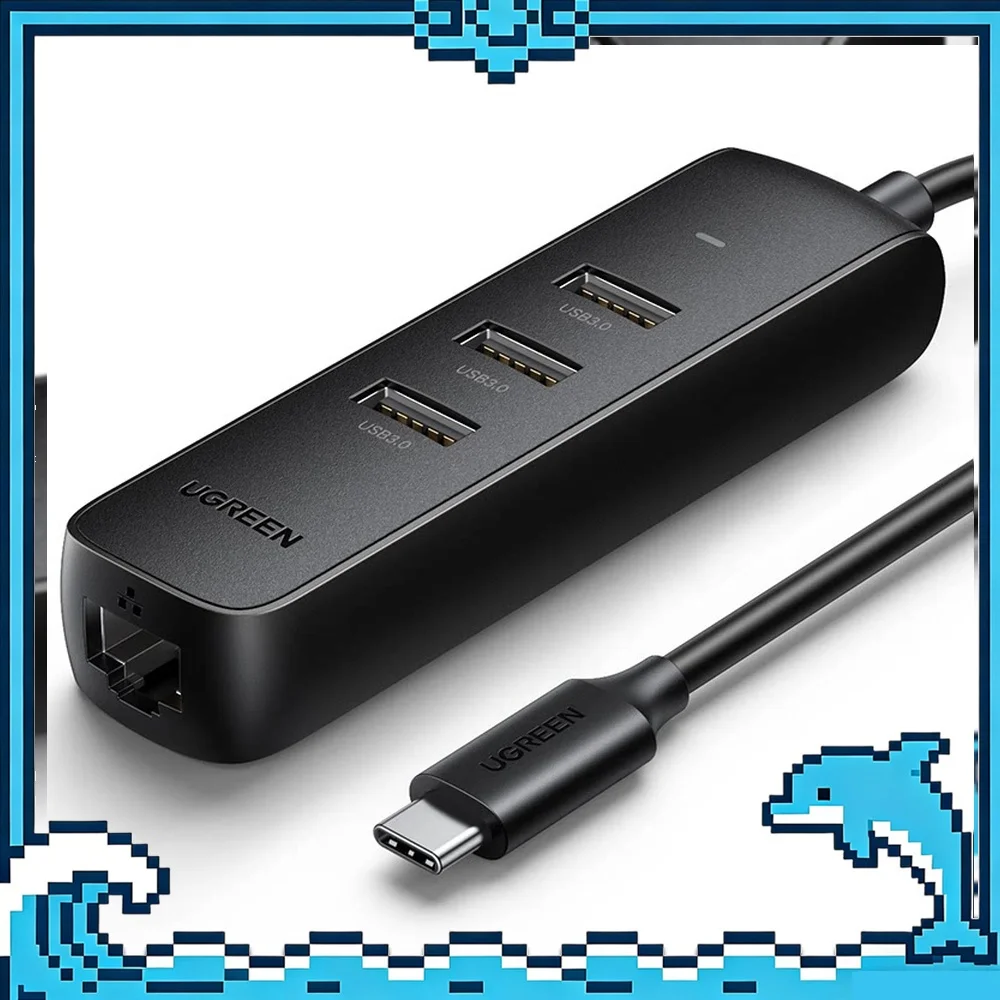 UGREEN CM416 10917 4-in-1 USB-C to 100Mbps Ethernet Adapter with 3 USB 3.0 Ports, 5Gbps Data Hub