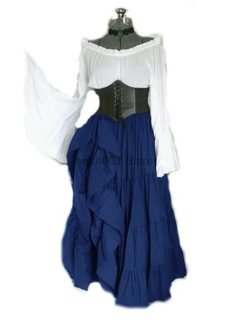 Robe de Cosplay Médiévale pour Femme, Costume Gothique Rétro, Victoria, Carnaval du Moyen Âge, Manches sulf, Corset Plissé, Grande Taille 5XL