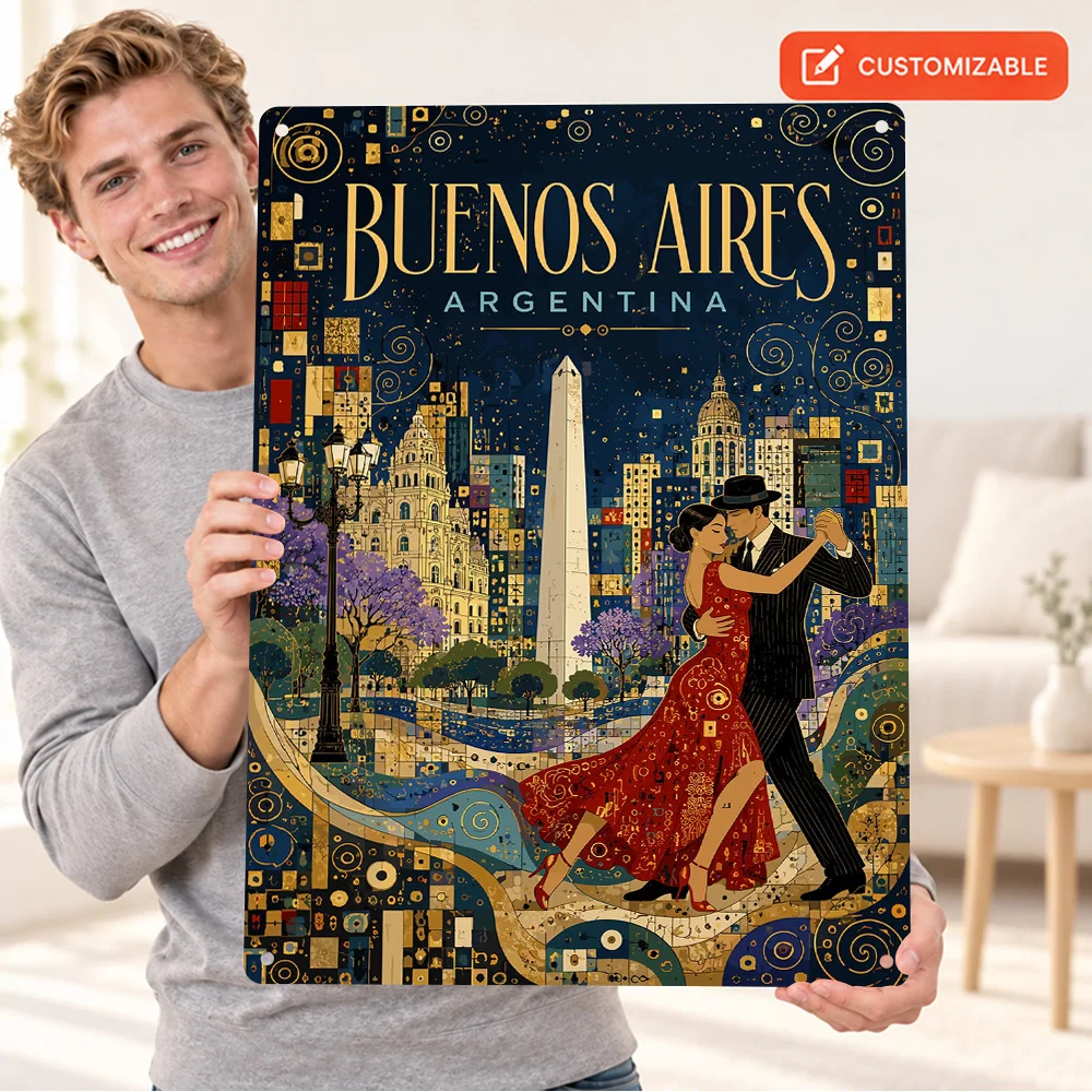 Buenos Aires Argentina Tango Culture Aluminum Poster Personalized Metal Sign Graphic Expressive Wall Art For Meditation Corner