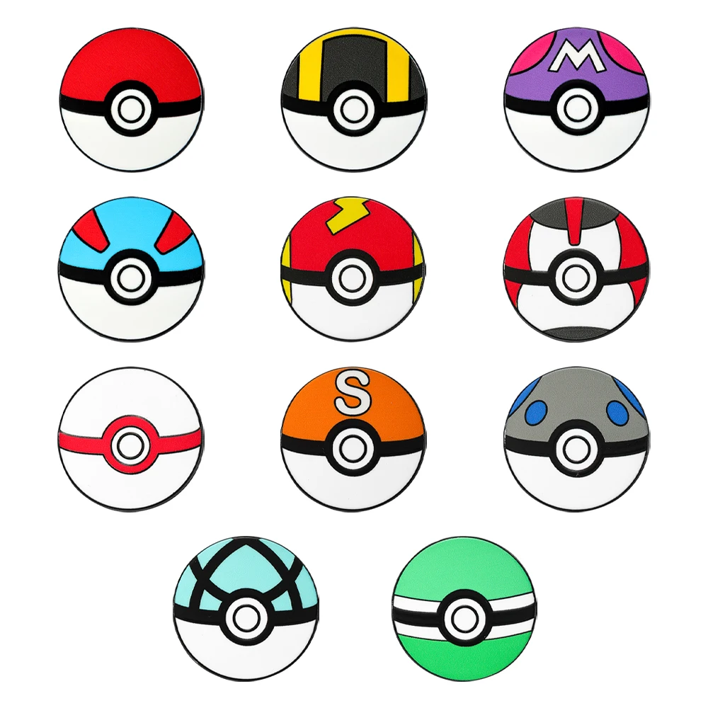 Wholesale 11pcs Cartoon Pocket Monster Ball Enamel Lapel Pins, Round Brooch Pins for Backpacks & Jackets, Collectible Gift