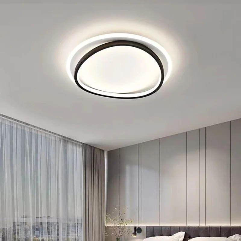 Lámpara de techo LED moderna para dormitorio, sala de estar, comedor, decoración del hogar de oro negro, accesorios de iluminación interior, Lustre