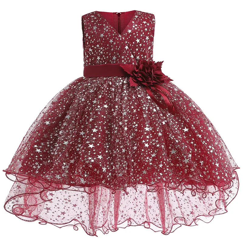 New Sequins Baby Girls Dress Summer Mesh Fashion Princess Christmas Dress Birthday Gift 1 2 3 4 5 Years Old Kids Clothes 2023
