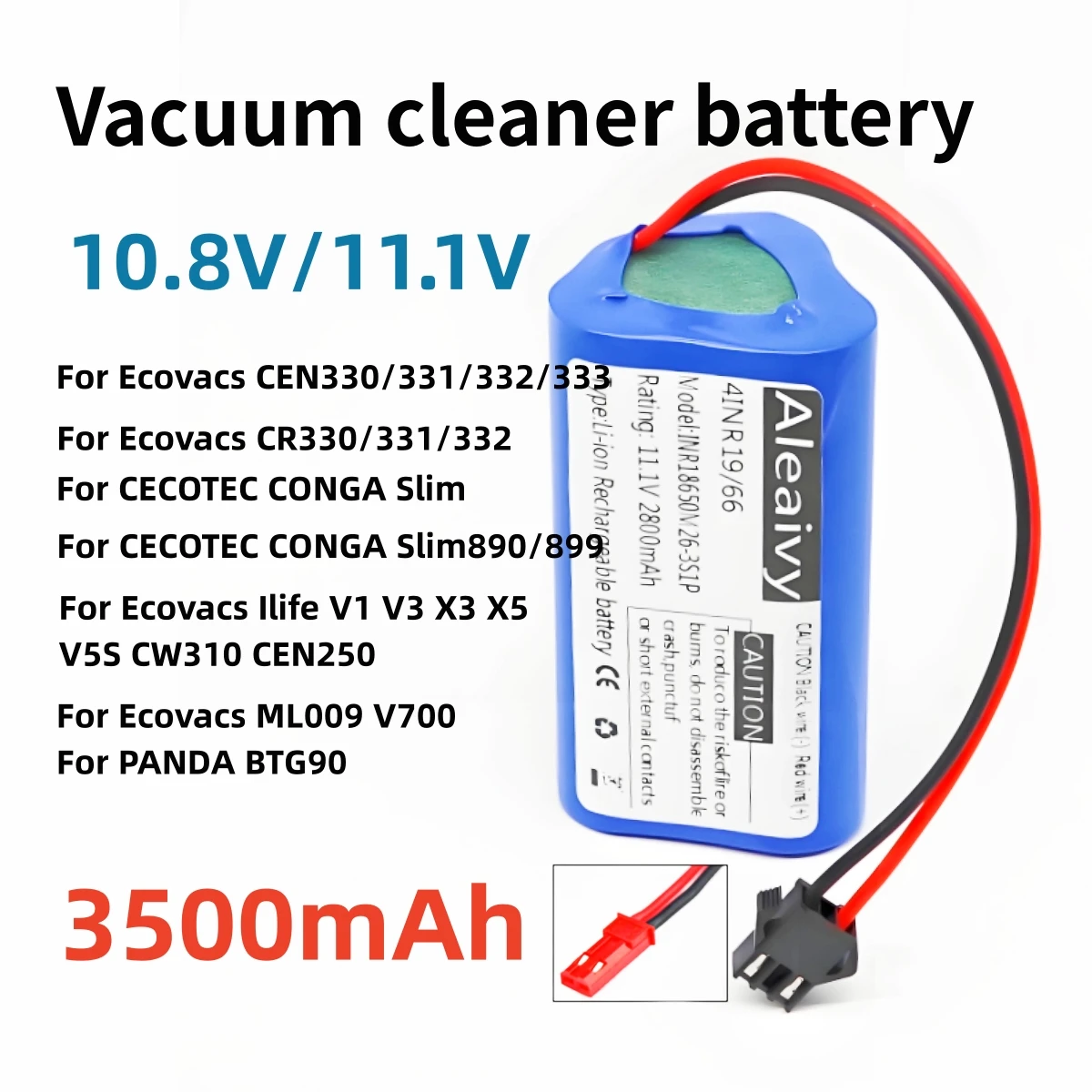 11.1V Battery For Ecovacs Ilife V1 V3 X3 X5 V5S CW310 CEN250，For Lefant M501A,CECOTEC CONGA 890 Slim,Wet Robotic Vacuum Cleaner