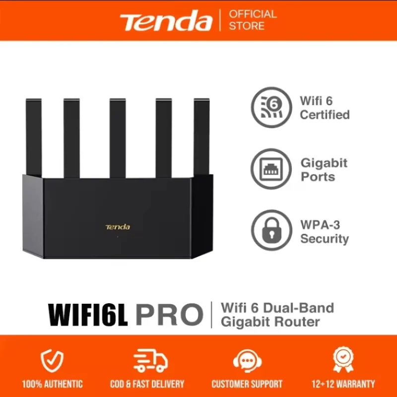 New 5G router Tenda WiFi6L Pro AX1500 Wireless Router Wi-Fi 6 dual-band Gigabit router designed for home users 1500mbps 5G