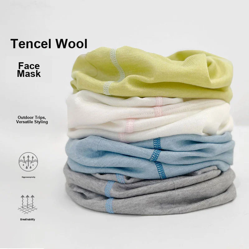 Thin Tencel Wool Protective Neck Gaiter Sun Protection Windproof Headwear for Outdoor Hiking Mountaineering