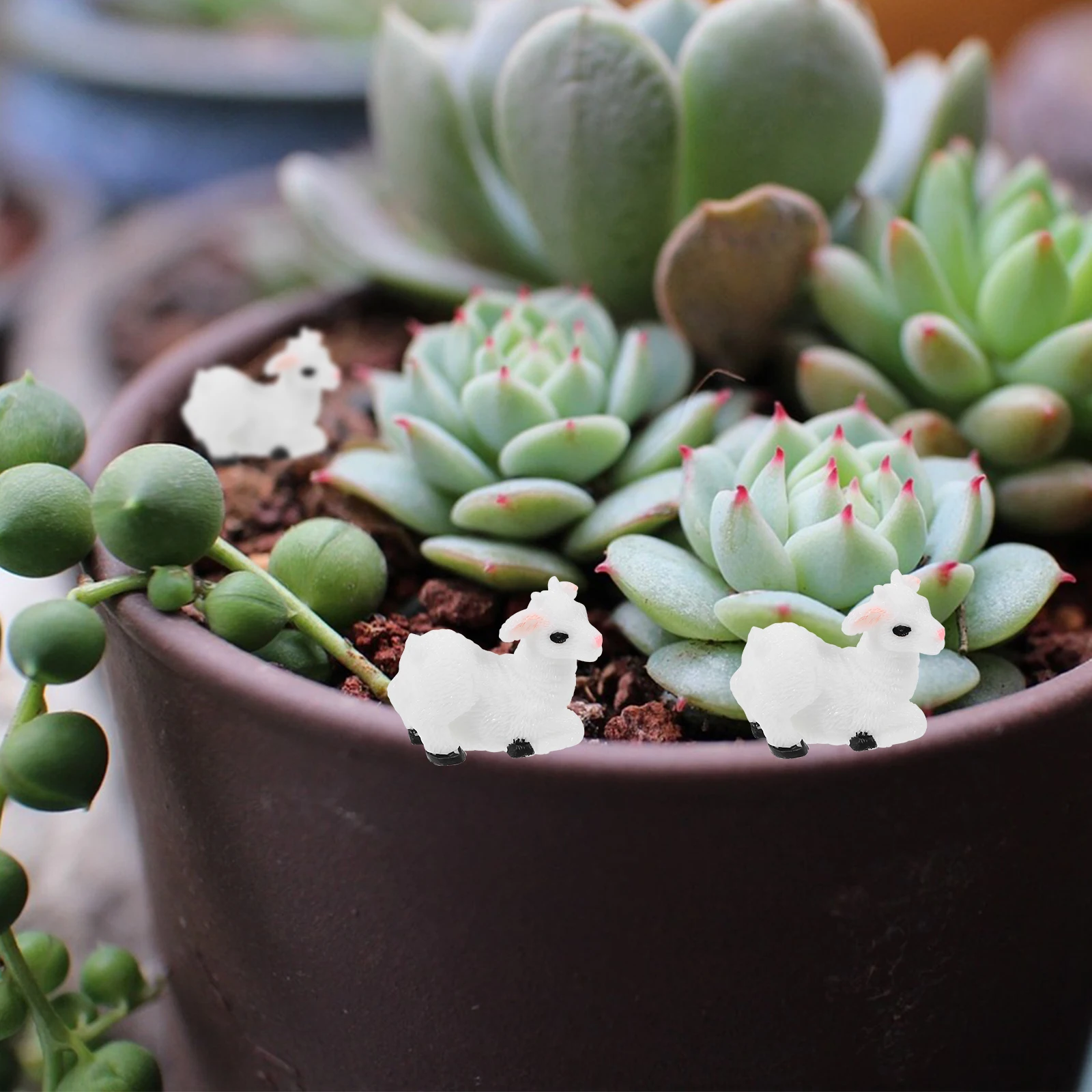 

12pcs Mini Sheep Figurines Resin Cute Animal Decor For Garden Tabletop Dollhouse Cake Small Goat Statues Home Office Living Room