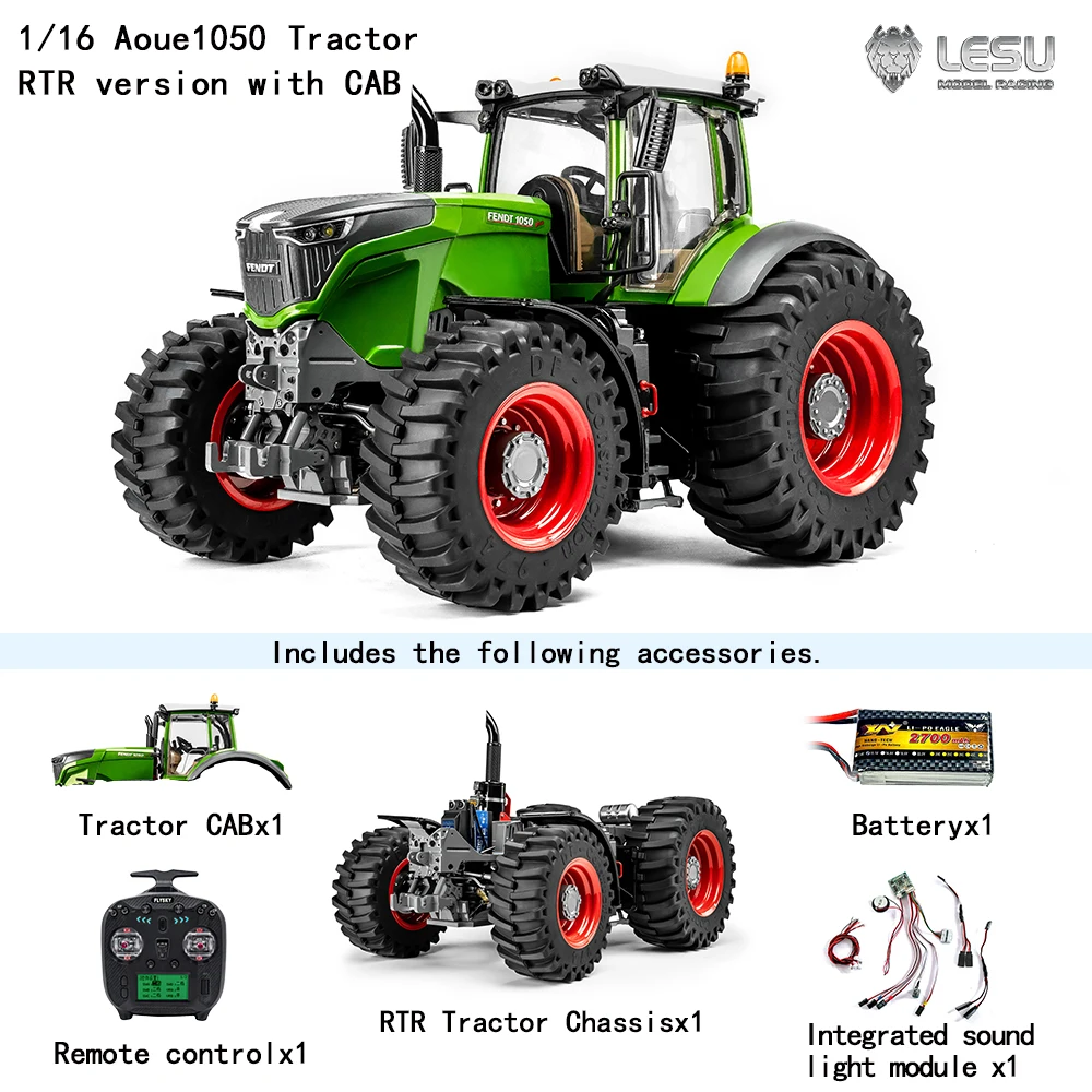 

LESU 1/16 4X4 Aoue-1050 трактор цельнометаллический шасси и с корпусом в сборе с пультом дистанционного управления и батарейками