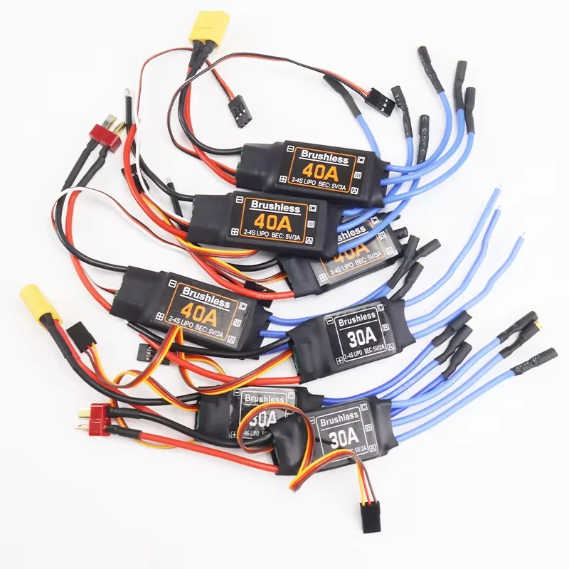 40A/30A Brushless ESC Speed Controller 2-4S With 5V 3A UBEC RC FPV Quadcopter Airplanes Helicopter F450 F550 S500 30A Motor XT60