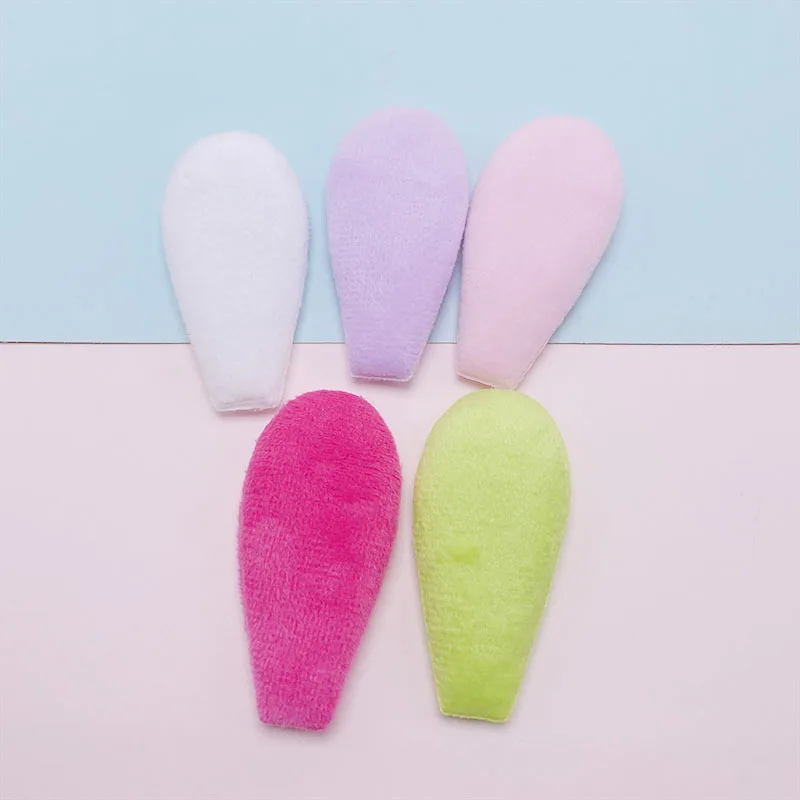 40Pcs 3*6CM Two Side Felt Rabbit Ear Padded Appliques For Children Hat Sewing DIY Headband Hair Clip Accessories Patches