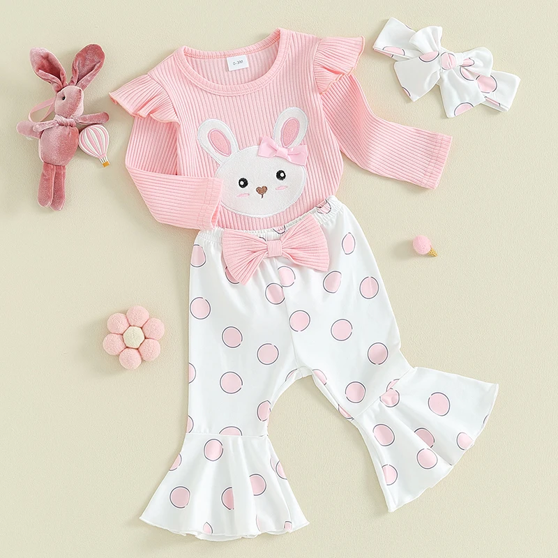 

Весенний комбинезон с рюшами на рукавах и бантом для маленьких девочек, комплект с юбкой на подтяжках, пасхальный наряд с повязкой на голову