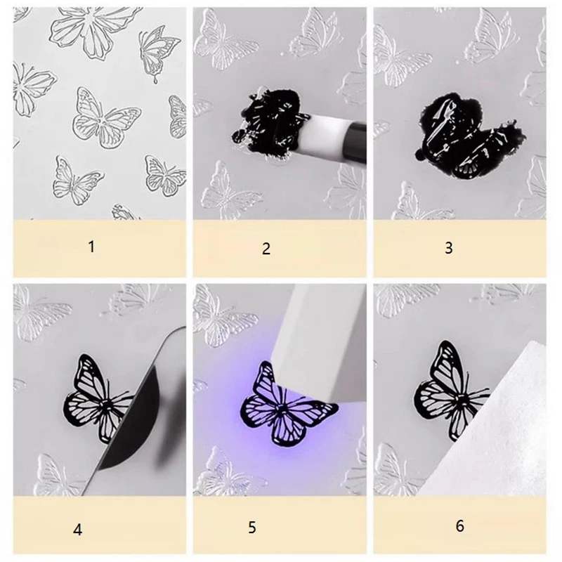 Silicone Nail Accessories Carving Mold Dragon Pattern Phoenix Butterfly Mould Stamping Plate Nails Stencils DIY Manicure Tools