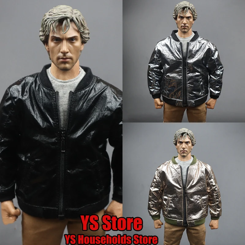 

1/6 Men Soldier Jacket Fashion Streetwear Bright Solid Color Long Sleeves Zip-Up Coat For 12'' Male Action Figure Body Decor