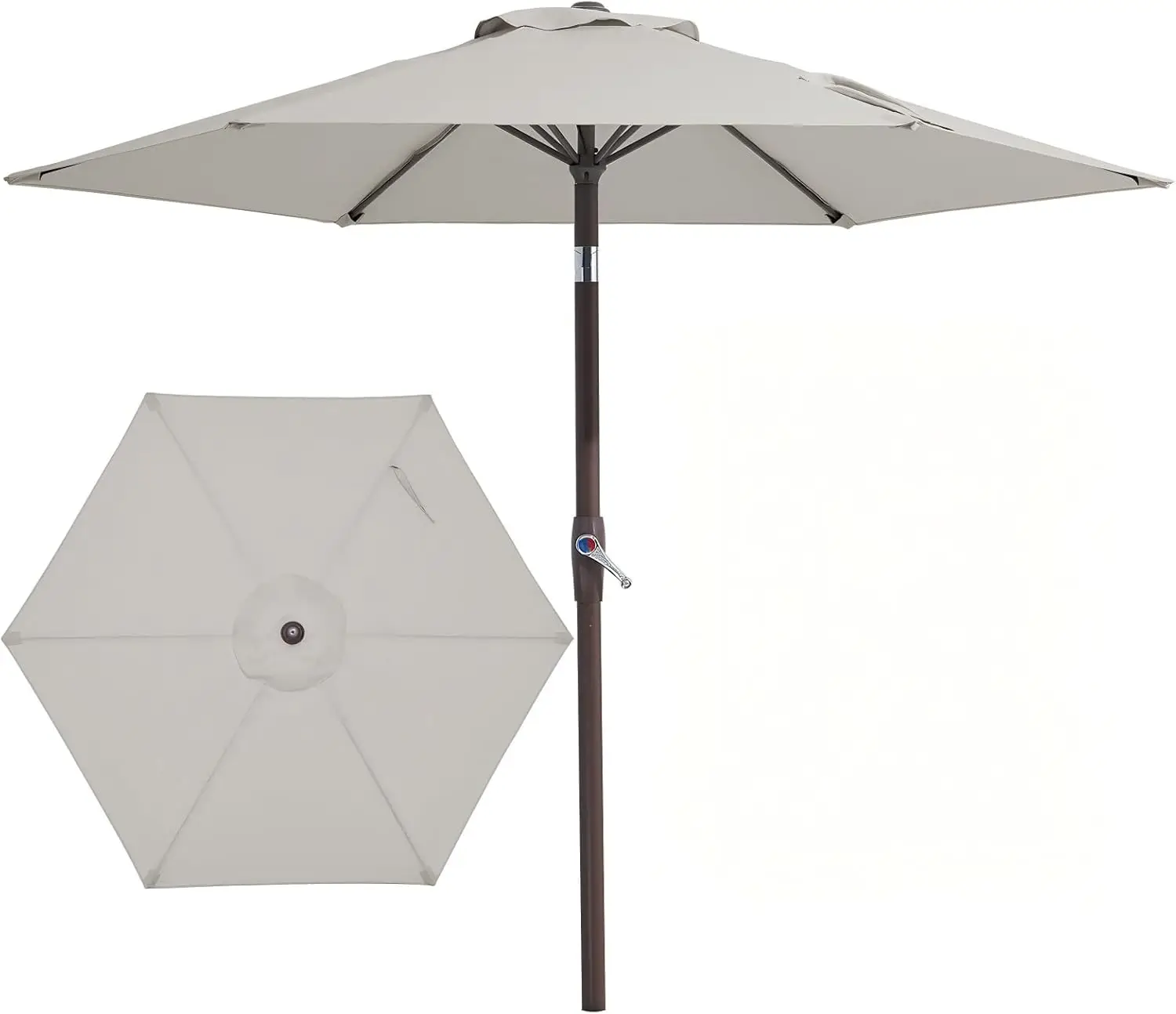 

Зонт уличный 7,5 футов с механизмом наклона и ручкой, светло-серый, для сада, бассейна и пляжа