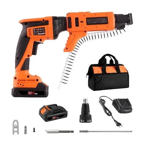 

%a Винтовой пистолет для гипсокартона с автоматической подачей, 20 В, макс. стеллаж для гипсокартона для бесщеточного аккумуляторного пистолета для гипсокартона мощностью 4200 об/мин, комплект с 2 аккумуляторами