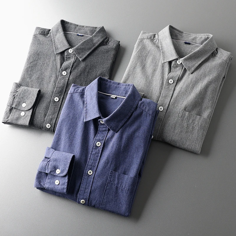 

Мужская теплая футболка из 100% хлопка с длинным рукавом, приятная к телу, однотонная, в городском стиле, для осени