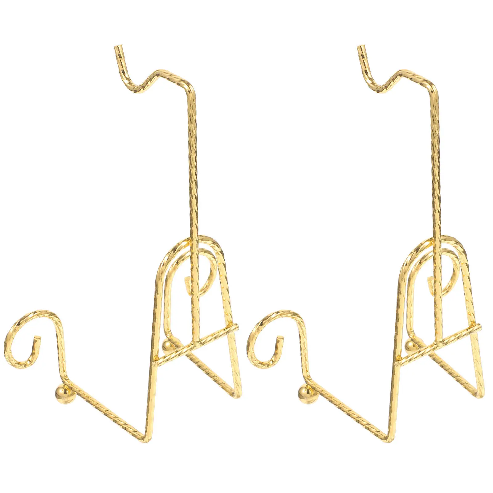 

2Pcs European Style Gilded Iron Display Stands Stable Metal Cup Holder Plate Showing Rack for Home Office Restaurant