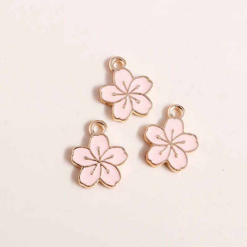 Duarte 20 Teile/los Nette Rosa Farbe Emaille Blume Charms Anhänger für Schmuck Machen DIY Ohrringe Halsketten Armbänder Zubehör – Detail 18