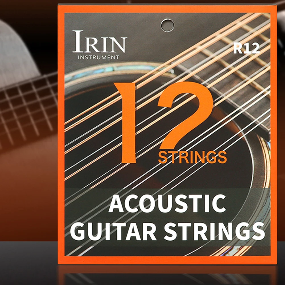 12-String Guitar Strings Phosphor Bronze Guitar Strings with PU Coating Folk Guitar Strings Light Great Bright for Guitar