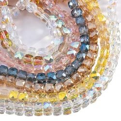 75-120pcs Glass Square Bead Crystal Rondelle Austria Faceted Loose Spacer Round Beads for Jewelry Making DIY Necklaces Bracelet