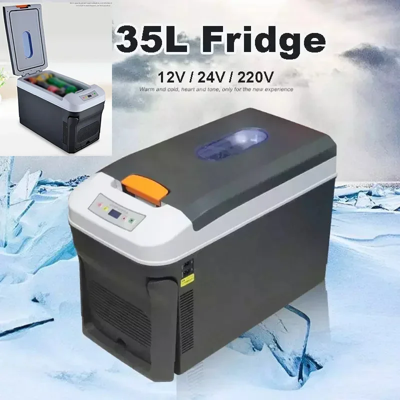 35L Mini Car Refrigerator With Freezer DC12/DC24V Outdoor And Home Dual Use Portable Mini Fridge For Caravan Truck Home Camping