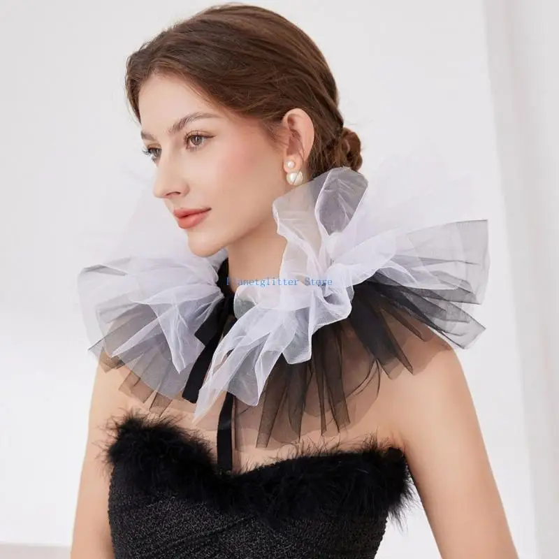 

652B Versatiles Sheer Detachable Collar Unisex Fashion Collar Luxurious Collar