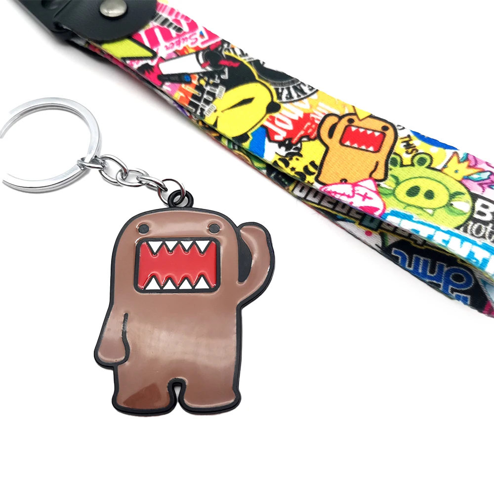 Domo Kun Mental Keyring Wrist Strap Keychain JDM Style Key Holder For Honda Toyota Mazda Mitsubishi