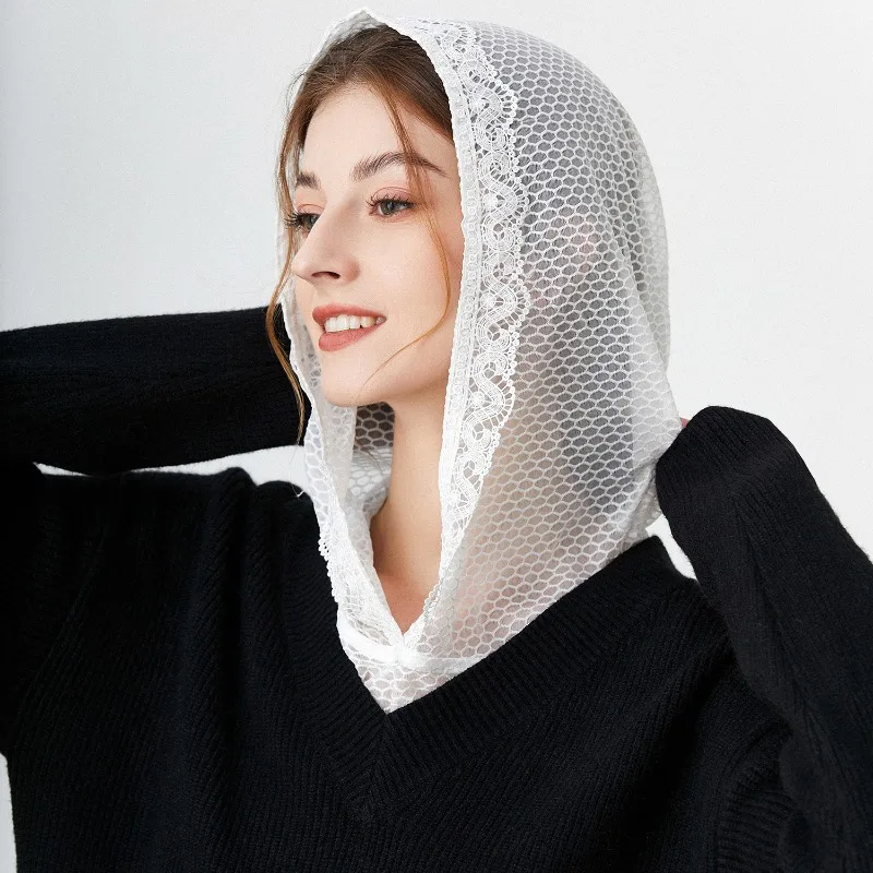 Lace Hollow Out Shirt Detachable Hoodies Collars for Women Autumn and Winter Black Versatile Hooded Inner Fake Collar Accessory