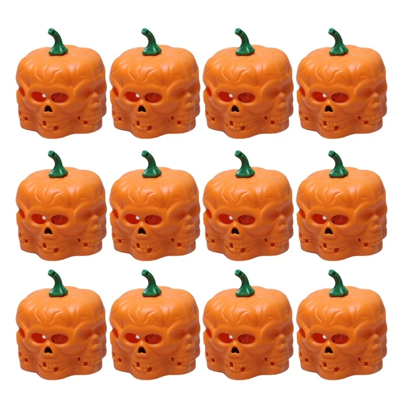 Skeleton Head Pumpkins Night Light Multi-side Pumpkin Lights Jack O Lantern Halloween Decorations for Home Party KTV Bar