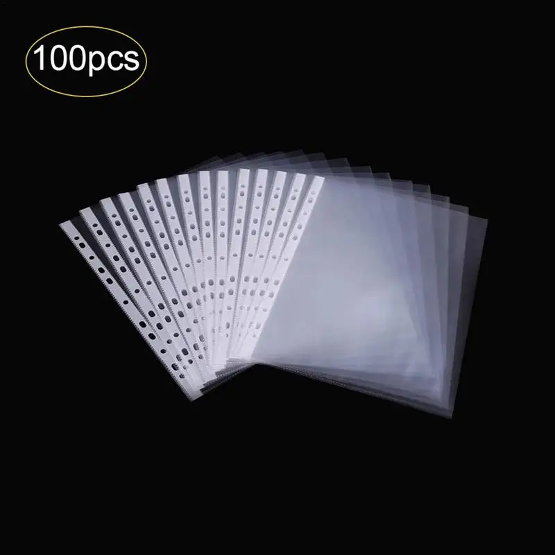 Imagem -04 - Protetores de Folha Clara para a4 Clear Binder Sleeves Office Binder Supplies 100 Páginas Top Loading Protector 11 Buracos