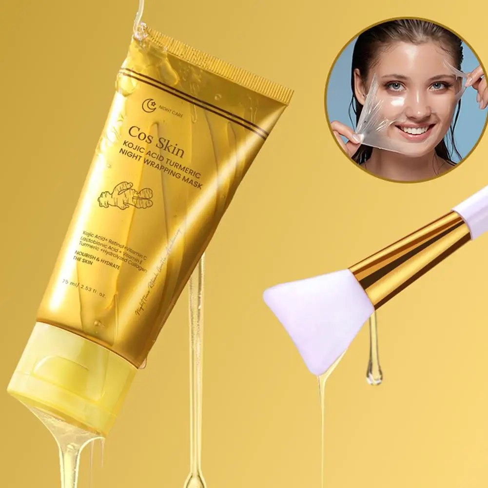 Mascarilla Facial Exfoliante de Cúrcuma y Ácido Kójico, Nutre con Colágeno Hidrolizado, Piel Radiante y Firme, Cuidado de la Piel para Mujeres