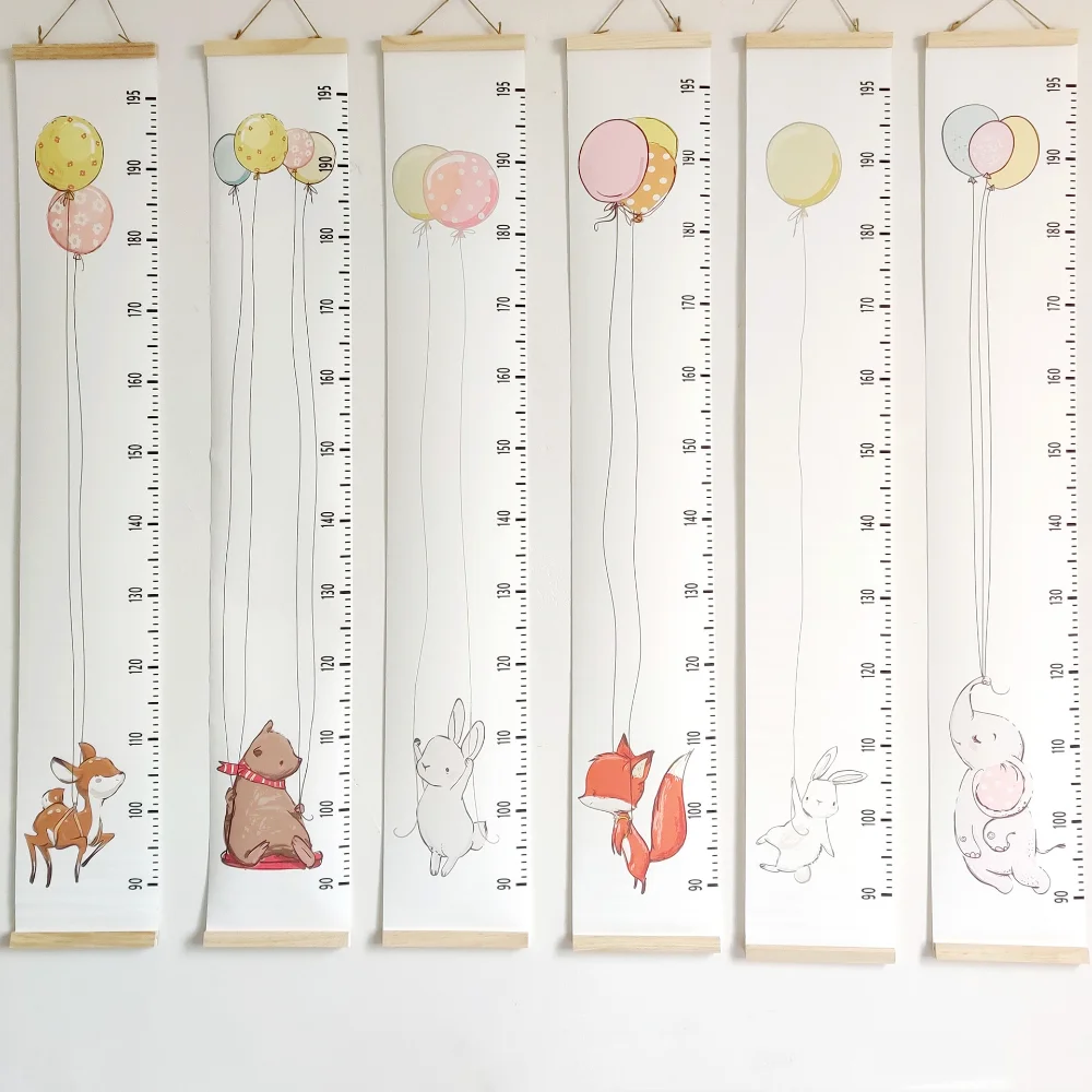 Wooden Canvas Wall Growth Charts Baby Hanging Decorative Chart Height Measure Ruler Removable Wall Sticker for Kids Child Room