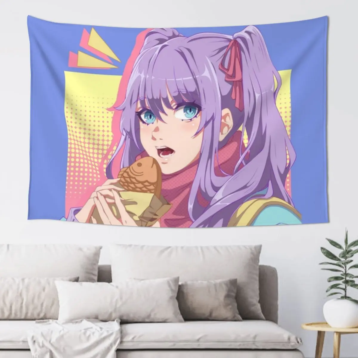 

Kawaii girls eat taiyaki (pastel colors) Tapestry Room Aesthetic Bedroom Decorations Tapestry