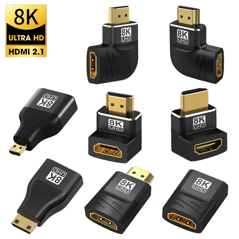 

8K HDMI 2.1 Adapter 90 270 Degree Right Angle Male to Female Converter 8K 60Hz HDMI Cable Extension Connector For TV Laptop PS5