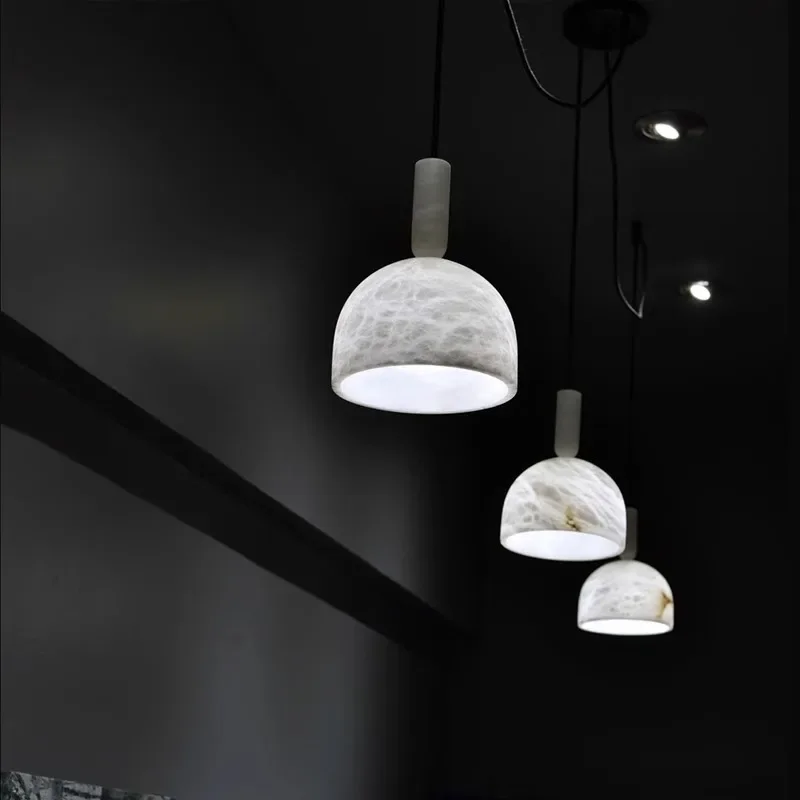 Top Quality Minimalist Natural Marble Collection LED Hanging Pendant Lamp,Lustre Suspension Luminaire Lampen for Dinning Room