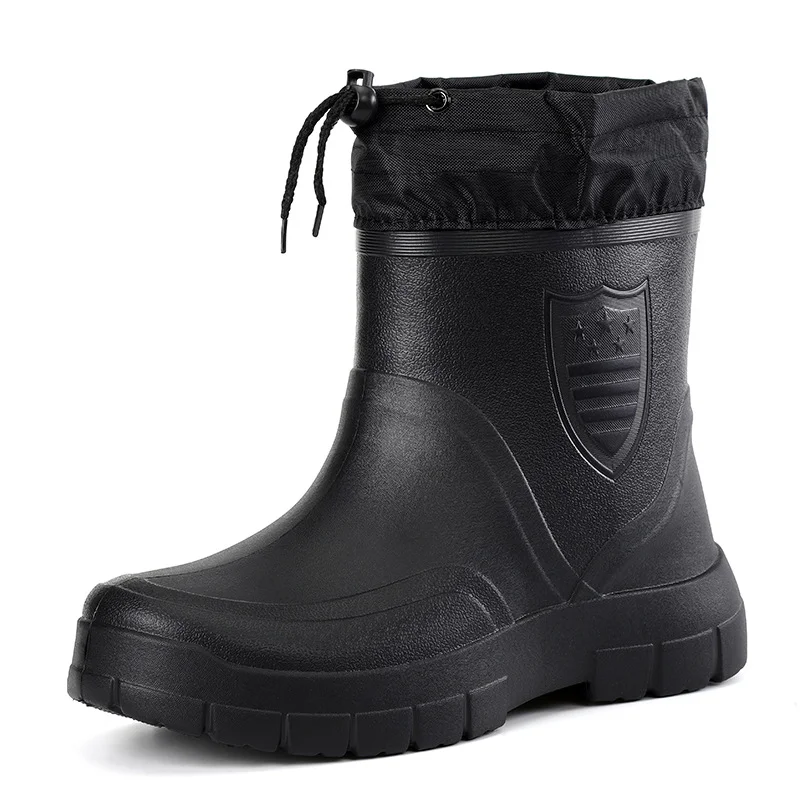 Botas de lluvia de algodón para hombre y mujer, zapatos de nieve cálidos, impermeables, tubo medio, Invierno