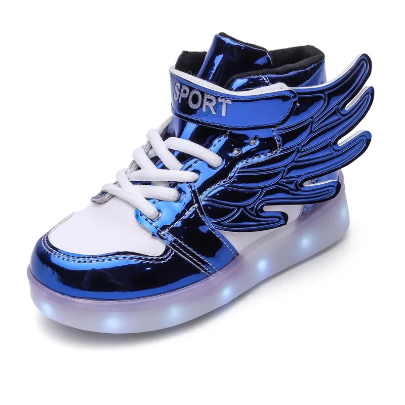 Scarpe leggere a LED per bambini ricaricabili USB ali di moda scarpe Casual luminose per ragazzi e ragazze