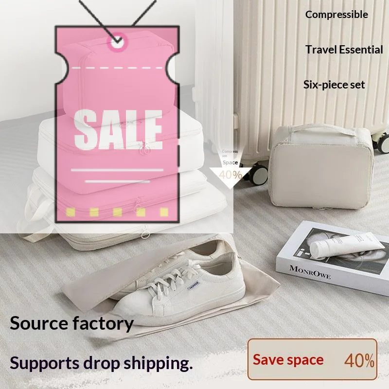 Compressible Travel Packing Cubes 40 Percent Space Saving Water Resistant For Luggage Organization Vacation Business Trip