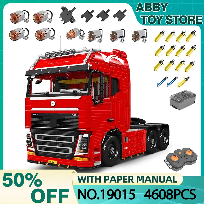 

Mould King 19015 19015T Technical Car Building Block Remote Control Tractor Truck Model Assembly Brick Toys Kids Christmas Gift