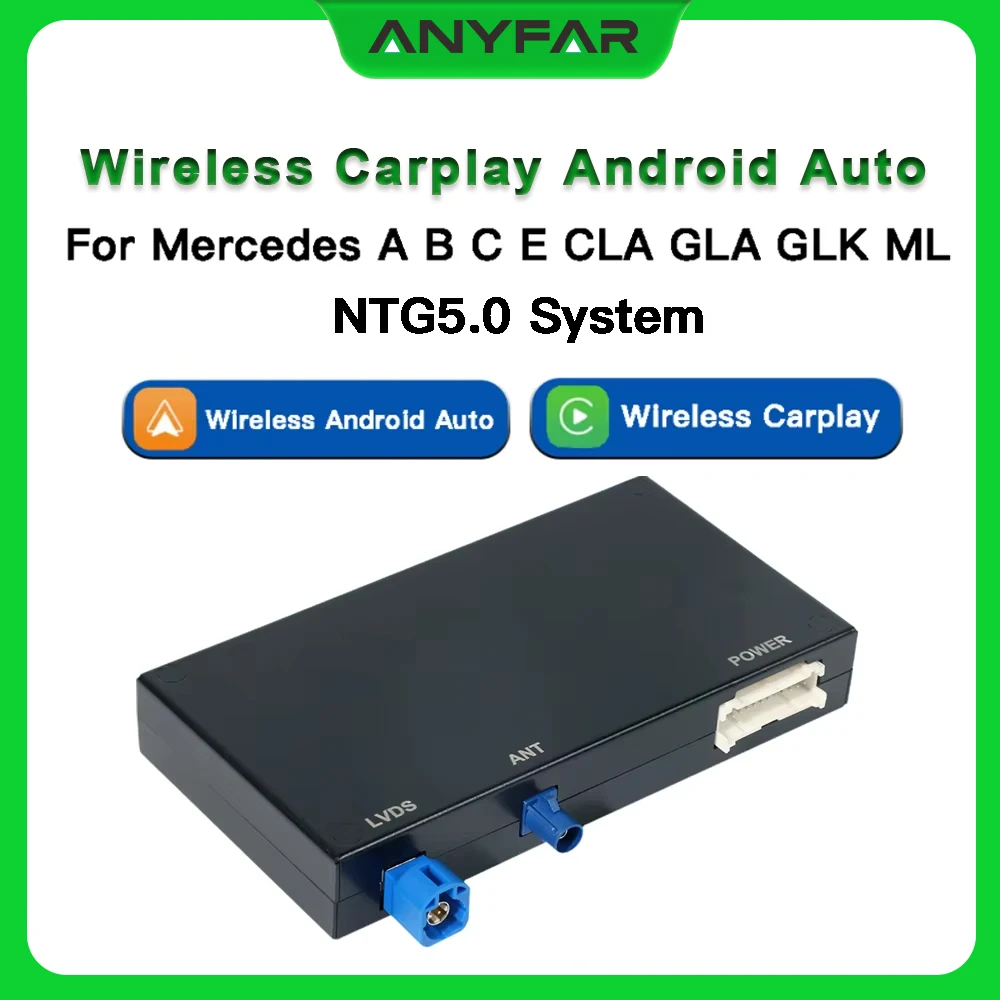 ANYFAR Kabelloses Android Auto für Mercedes Benz CLA GLA GLK CLS GLE NTG 5.0 mit Carplay-Schnittstelle Kabelloses Android Auto für Mercedes Benz G-Klasse NTG 5.0 mit Carplay-Schnittstelle