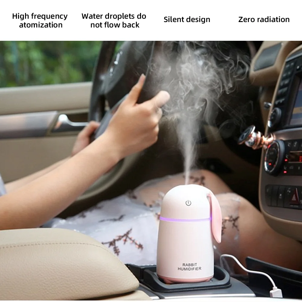 170ml Mini Cute Rabbit Design Diffuser USB Aroma Humidifier, Silent Design,Touch Control,Suitable for Office Desktop and Car Use